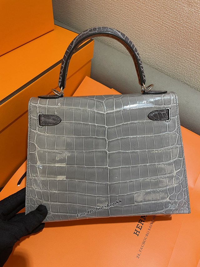 Hermes專櫃經典款拼色鱷魚皮包 愛馬仕尼羅鱷Kelly女包 純鋼五金扣純手工縫 ttd1300